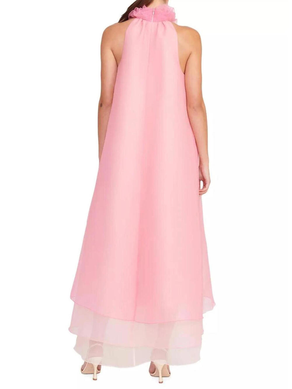 NWT Staud Organza Oleander Pink Ruffle Runway Maxi Dress Gown Sz Small - Picture 5 of 13